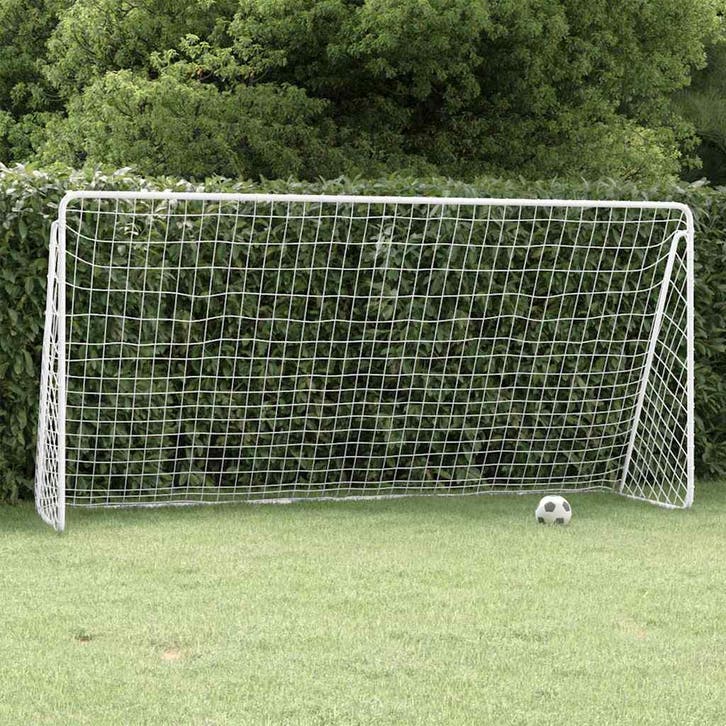 vidaXL Voetbaldoel met net 366x122x182 cm staal wit, Sport en Fitness, Voetbal, Nieuw, Verzenden