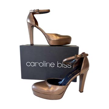 Caroline Biss - Bronzen plateauzool met bandje - Maat 40, Kleding | Dames, Nieuw