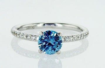 Ring - 14 karaat Witgoud - 1.25ct. tw. Blauw Diamant, Nieuw