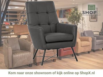 Leren fauteuil Proud - Toledo Antracite (donkergrijs), Nieuw, Ophalen of Verzenden, 75 tot 100 cm, Industrieel, Modern