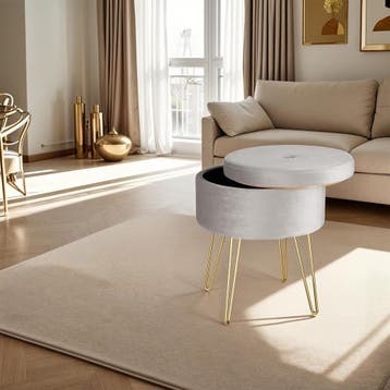 Hocker Ava gestoffeerd in fluweellook 300kg met opbergruimte, Verzenden, Nieuw