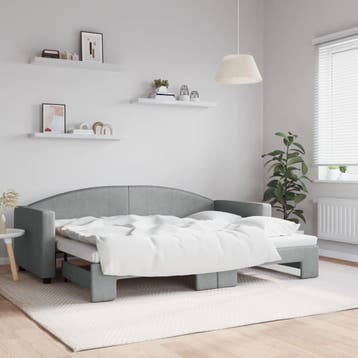 vidaXL Slaapbank met onderschuifbed 80x200 cm stof, Eenpersoons, Verzenden, Nieuw, 80 cm
