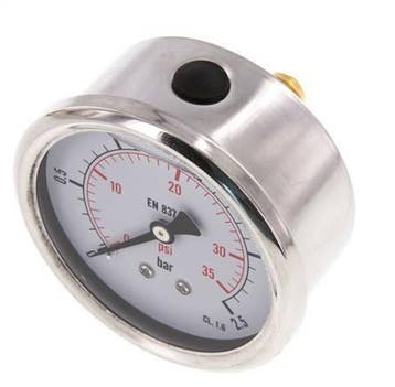 0..2.5 Bar Glycerine Manometer Achteraansluiting RVS/Messing, Verzenden, Nieuw