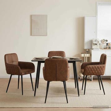 vidaXL Eettafelstoelen 4 st Nep Suede Leer Bruin 59 x 56,5 x, Verzenden, Nieuw, Bruin