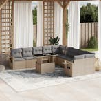 vidaXL 11-delige Tuinset met kussens poly rattan beige, Verzenden, Nieuw, Rotan, Tuinset