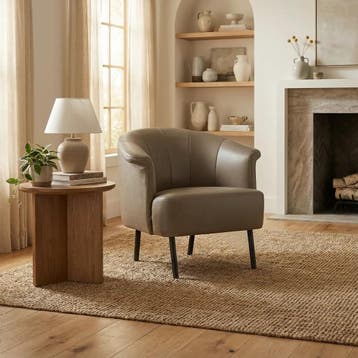 Leren fauteuil Embrace - Vintage Stone, Huis en Inrichting, Nieuw, Ophalen of Verzenden, 75 tot 100 cm, Leer