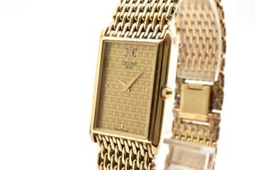 Céline - Paris H.2510.2 Gold-Plated Rectangular Quartz, Nieuw