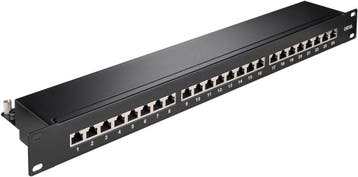 CAT 6A patchpaneel, 19 inch, 24-poorts (1 U)-Zwart, Computers en Software, Servers, Ophalen of Verzenden, Nieuw