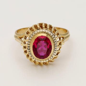 Ring - 18 karaat Geel goud Robijn, Nieuw