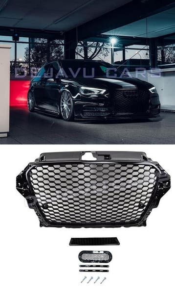 RS3 Look Frontgrill Glans zwart voor Audi A3 8V / S line S3, Auto diversen, Ophalen of Verzenden