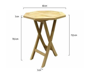 Klaptafel 60 cm achtkantig teak, Ophalen of Verzenden, Nieuw, Teakhout