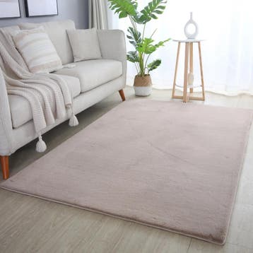 Wasbaar Vloerkleed | Pouffy | Uni | Beige | 140x200 cm, Verzenden, Nieuw