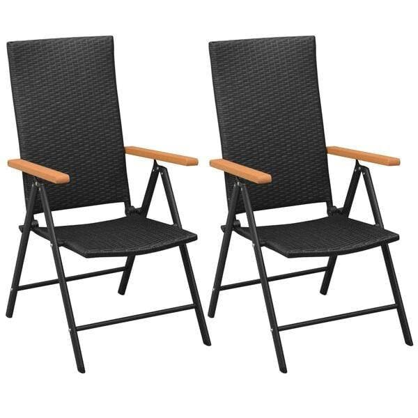 Tuinstoelen 2 stuks poly rattan zwart | Tweedekansje OP=OP, Tuin en Terras, Tuinstoelen, Inklapbaar, Nieuw, Rotan, Ophalen of Verzenden