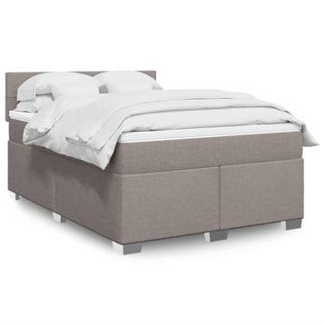 vidaXL Boxspring met matras stof taupe 140x200 cm, Verzenden, 140 cm, 200 cm, Stof