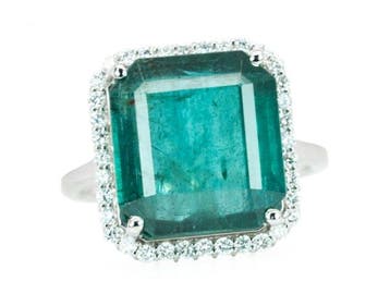 Zonder minimumprijs - Ring - 14 karaat Witgoud, Green, Nieuw