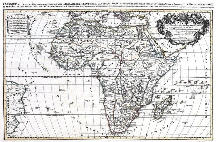Afrika - .; H. Jaillot - LAfrique - 1692, Boeken, Atlassen en Landkaarten