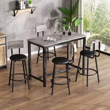Eettafel en Stoel Set – Bartafel en Stoelset Hout en Metaal, Verzenden, Nieuw, Minder dan 4 stoelen
