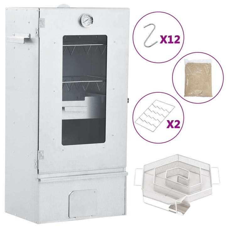 vidaXL BBQ-rookoven met koude rookgenerator gegalvaniseerd, Tuin en Terras, Houtskoolbarbecues, Nieuw, Verzenden
