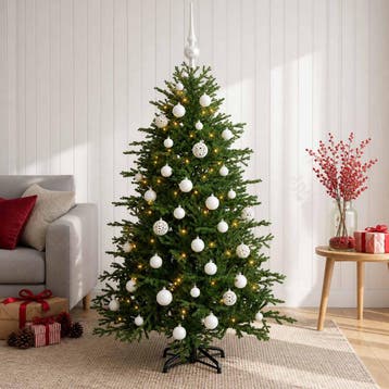 vidaXL Kunstkerstboom met kerstbal 150 cm 150 LEDs Warmwit, Verzenden, Nieuw