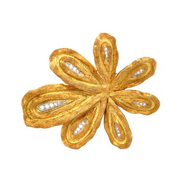 Gouden vintage mid-century fur clip met diamant 18 krt/900, Ophalen of Verzenden, Nieuw