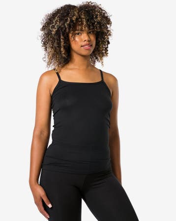 HEMA Dames temptech hemd met spaghettibandjes zwart, Verzenden, Zwart