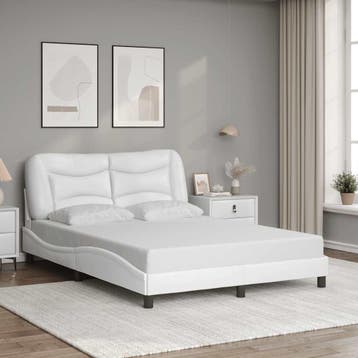vidaXL Bedframe zonder matras Hvar kunstleer wit 120x200, Huis en Inrichting, Slaapkamer | Bedden, Overige materialen, Verzenden