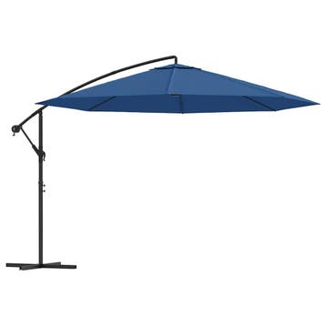 vidaXL Zweefparasol met aluminium paal 350 cm blauw, Verzenden, Nieuw, 1 tot 2 meter, Zweefparasol