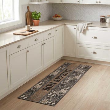 vidaXL Keuken Vloerkleed Grijs bon appetit 300 x 60 cm 100%, Verzenden, Nieuw