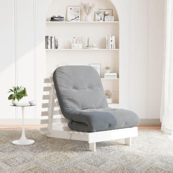 vidaXL Futon slaapbank met matras 70x206x11 cm massief, Huis en Inrichting, Slaapkamer | Slaapbanken, Verzenden, Nieuw, Wit