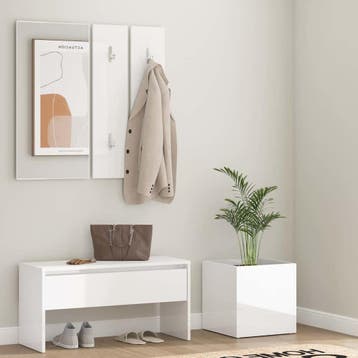 vidaXL Garderobe set bewerkt hout hoogglans wit, Verzenden, Nieuw