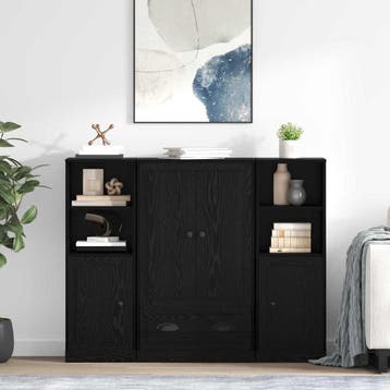 vidaXL buffetkast 3 st Zwart Eiken 132 x 35,5 x 103,5 cm, Minder dan 50 cm, Verzenden, 100 tot 150 cm, Nieuw