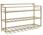Wand Wijnrek Industrieel – 3-Lagen Flessenrek met Glashouder, Huis en Inrichting, Kasten | Wandmeubels, Verzenden, Nieuw