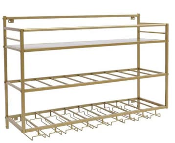 Wand Wijnrek Industrieel – 3-Lagen Flessenrek met Glashouder, Huis en Inrichting, Verzenden, Nieuw