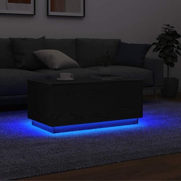 vidaXL Salontafel met LED-verlichting 90x49x40 cm zwart, Minder dan 50 cm, 50 tot 100 cm, Verzenden, Nieuw