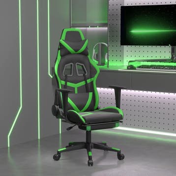 vidaXL Massage gamestoel met voetensteun kunstleer zwart en, Verzenden, Nieuw, Groen