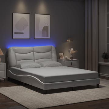 vidaXL Bedframe met LED zonder matras Hvar wit 120x200 cm, Overige materialen, Verzenden, Wit, Nieuw