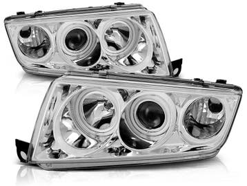 Koplampen Skoda Fabia 99-07 Angel Eyes Chroom, Ophalen of Verzenden, Nieuw