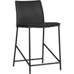 Leren barkruk laag Favor - Granada Black (zwart) - poten, Huis en Inrichting, Barkrukken, 60 tot 90 cm, Nieuw, Leer, Ophalen of Verzenden