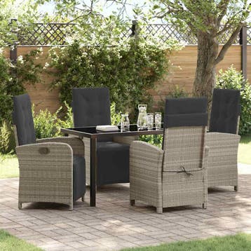 vidaXL Tuin eettafelset 5 st Lichtgrijs poly rattan, Verzenden, Nieuw, Rotan, 5 zitplaatsen