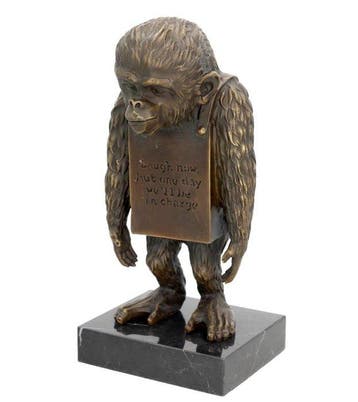 Beeldje - Monkey leader - Brons, Marmer