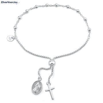 Zilveren rosario slider armband, Verzenden, Nieuw, Zilver