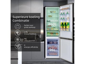 CHiQ FBM351NEI42 - Koel-vriescombinatie - 356 Liter - No, Witgoed en Apparatuur, Verzenden, Zo goed als nieuw