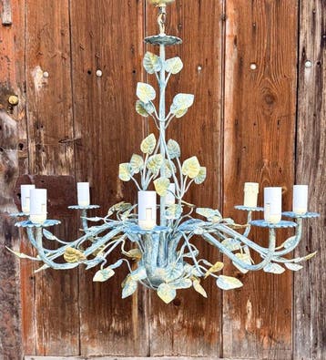 Plafondlamp - Metaal - Vintage tole-kroonluchter – met acht