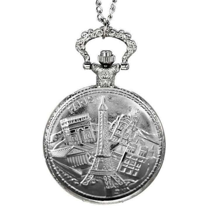 Fako - Zakhorloge - XXL - Parijs - Ø 47mm - Zilverkleurig, Sieraden, Tassen en Uiterlijk, Horloges | Heren, Verzenden