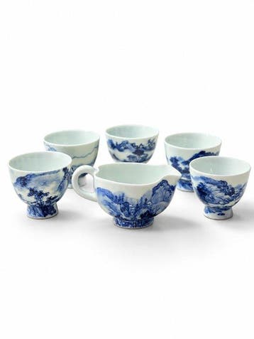 Heian Tanko - Tanko - Theeservies (6) - Porselein - Blue &
