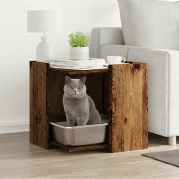 vidaXL Kattenbakkast 53x53x51 cm bewerkt hout oud, Verzenden, Nieuw
