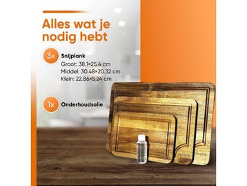 Nevana snijplanken (2026) - snijplank - 3x Acacia hout -, Verzenden, Nieuw