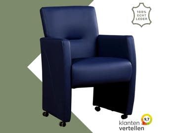 Leren eetkamerstoel Pleasure - Hermes Kobalt (blauw) - Met, Huis en Inrichting, Stoelen, Eigentijds, Modern, Blauw, Nieuw, Leer