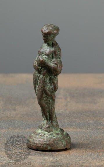 Griekse-Romeinse oudheid Brons Bronzen beeld van Juno met