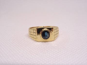 Ring - 18 karaat Geel goud Saffier, Nieuw